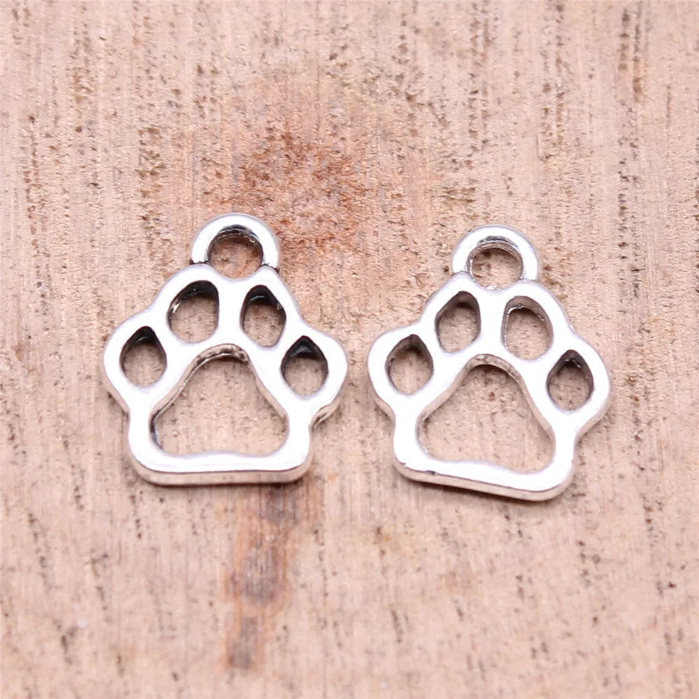 13x11mm 0.6g Multicolor Zinc Alloy Small Dog Paw Charm Pendant for DIY Pet Jewelry Bracelet Making