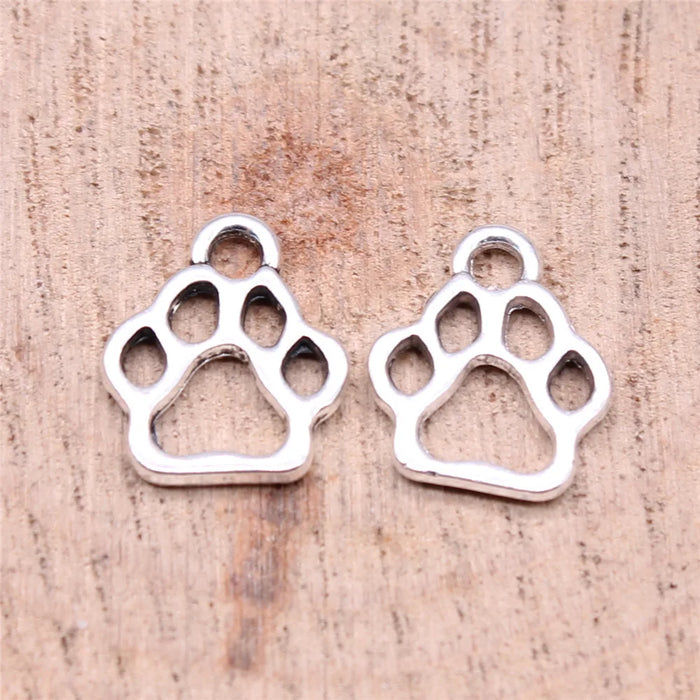 13x11mm 0.6g Multicolor Zinc Alloy Small Dog Paw Charm Pendant for DIY Pet Jewelry Bracelet Making
