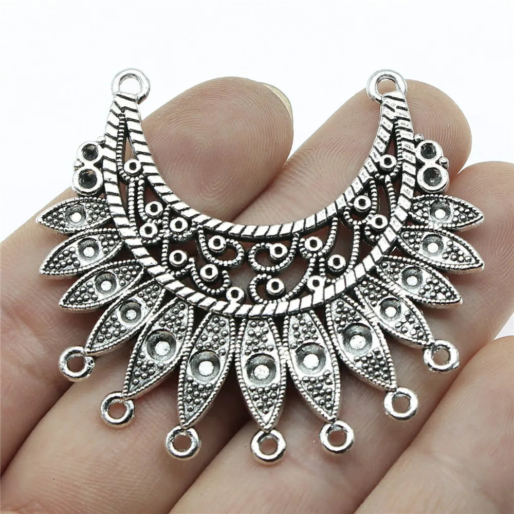 54x50mm 11.7g Antique Silver Zinc Alloy Multi Hole Necklace Connector Charm for DIY Jewelry Making