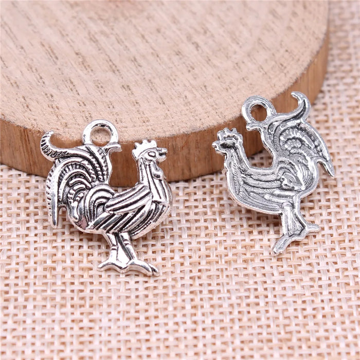 22x18mm 1.8g Multicolor Zinc Alloy Rooster Charm Pendant for DIY Bracelet Necklace Jewelry Making