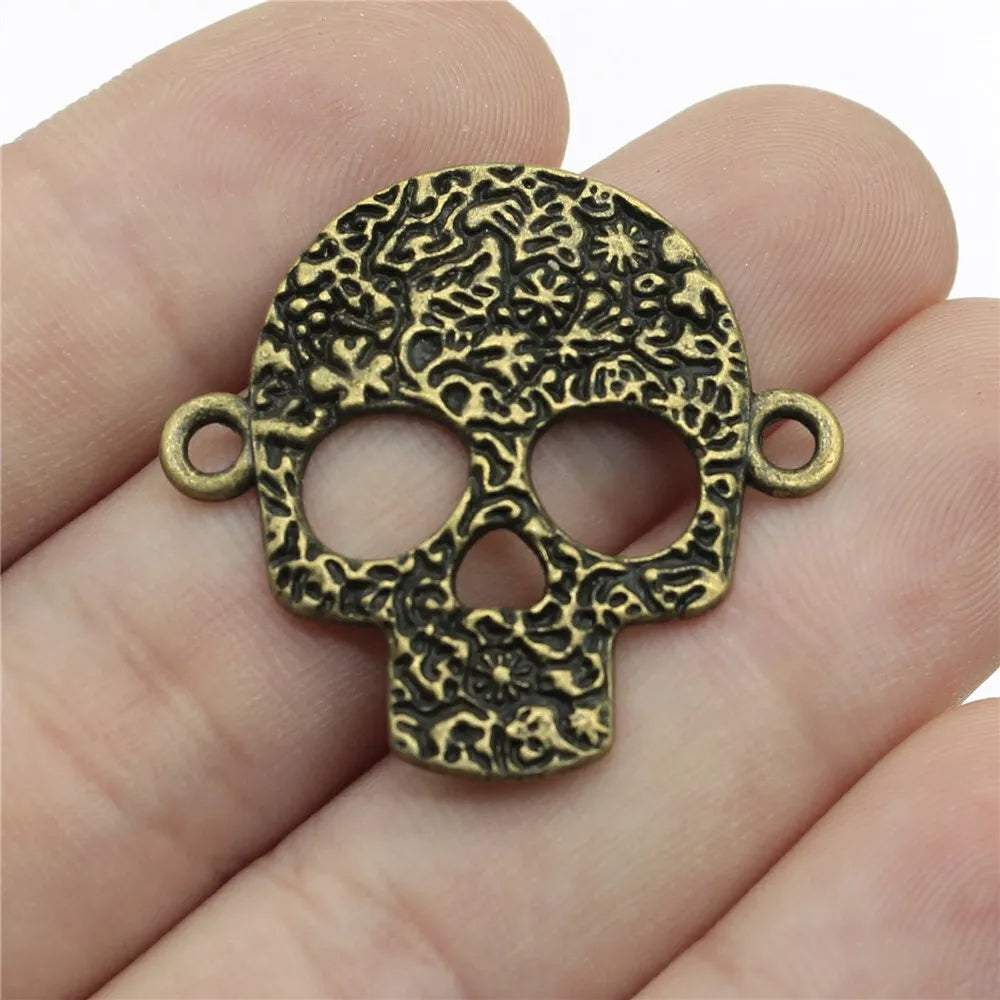 32x30mm 3.4g Multicolor Zinc Alloy Skull Connector Charm for Necklace Bracelet Making