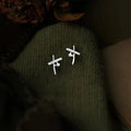 Minimalist Micro Pave Zircon Cross Pearl Line Stud Earrings Eco-Friendly Copper Geometric Design