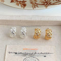 14K Gold Plated Copper Geometric Hollow Square Stud Earrings For Women Minimalist Luxury Style