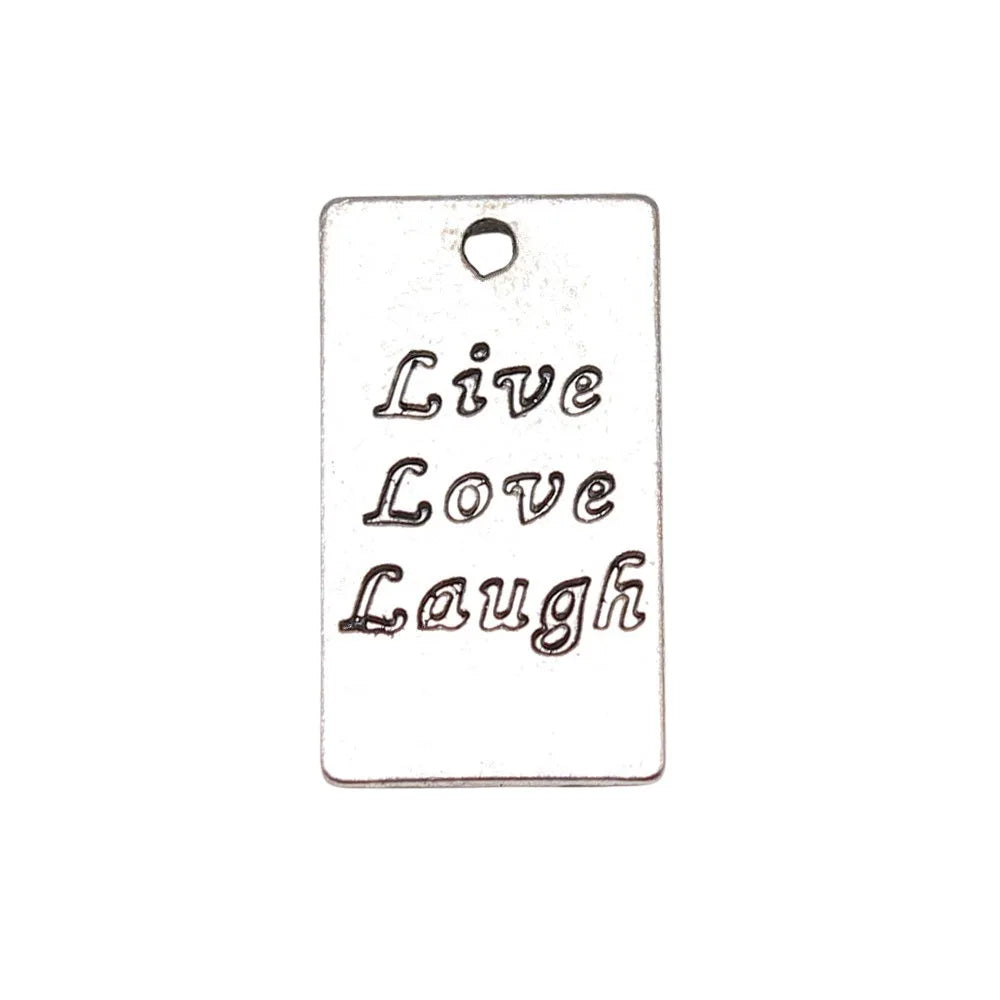 22x12mm 2.2g Zinc Alloy Double Sided Rectangle Live Love Laugh Letter Charm Pendant for DIY Jewelry Making