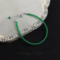 Natural Green Chalcedony Beaded Bracelet New Chinese Geometric Round Vintage Jewelry