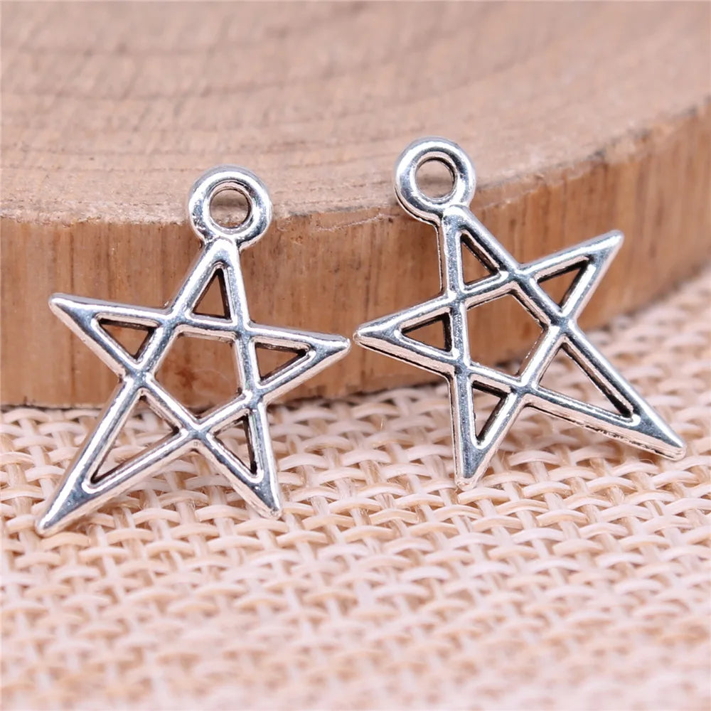 18x13mm 0.45g Antique Silver Zinc Alloy Irregular Five Point Star Charm Pendant for DIY Jewelry Making