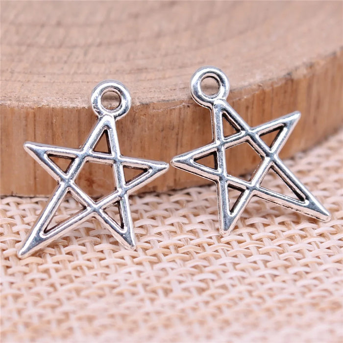 18x13mm 0.45g Antique Silver Zinc Alloy Irregular Five Point Star Charm Pendant for DIY Jewelry Making