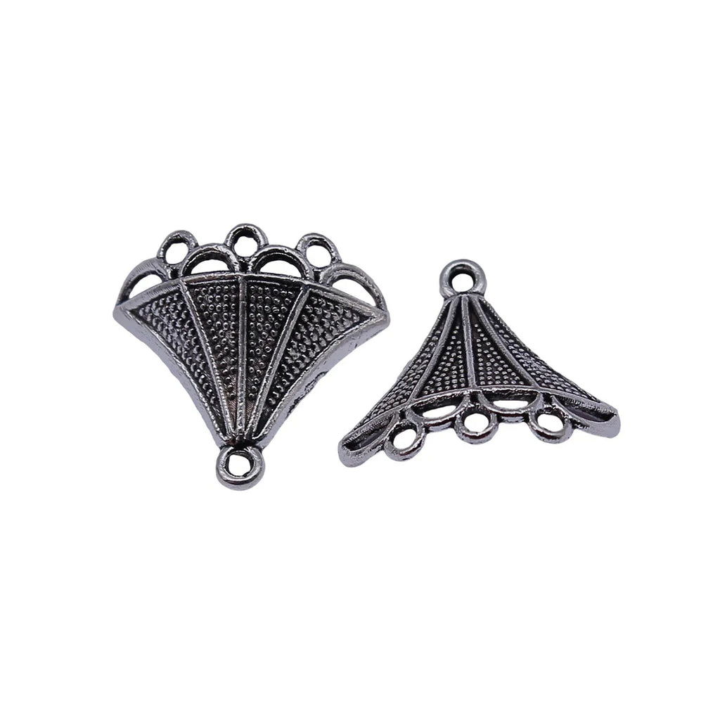 17x18mm 1.2g Antique Silver Zinc Alloy Fan Shape Connector Charm for DIY Bracelet and Earring Making