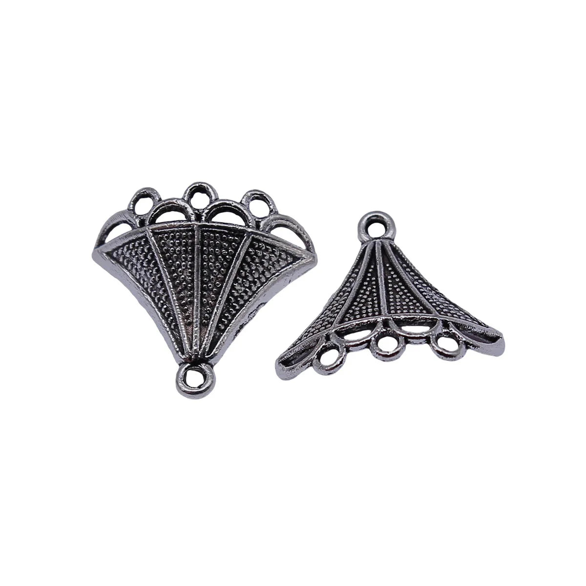 17x18mm 1.2g Antique Silver Zinc Alloy Fan Shape Connector Charm for DIY Bracelet and Earring Making