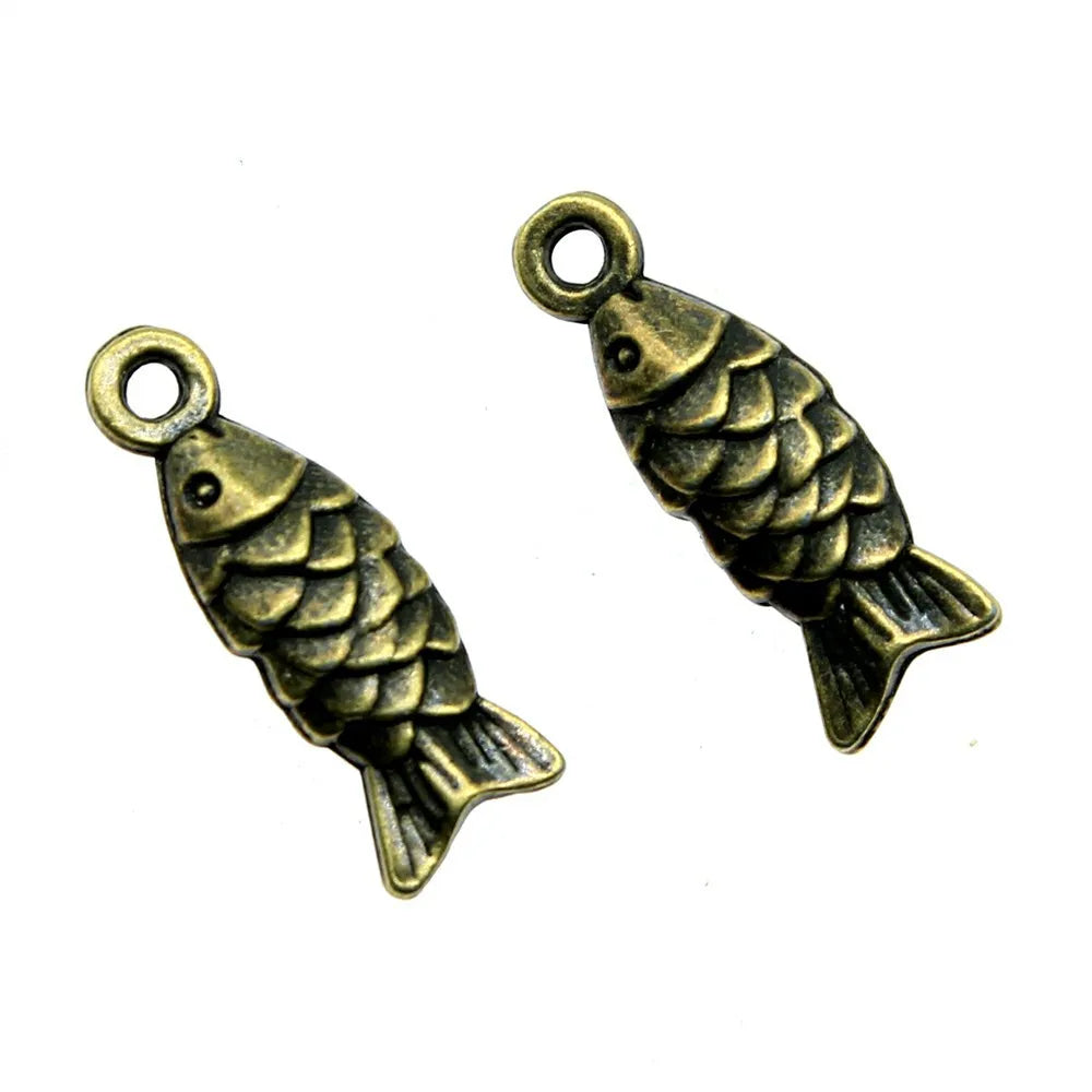 19x7mm 1.3g Multicolor Zinc Alloy Fish Charm Pendant for Ocean Theme Bracelet Necklace DIY