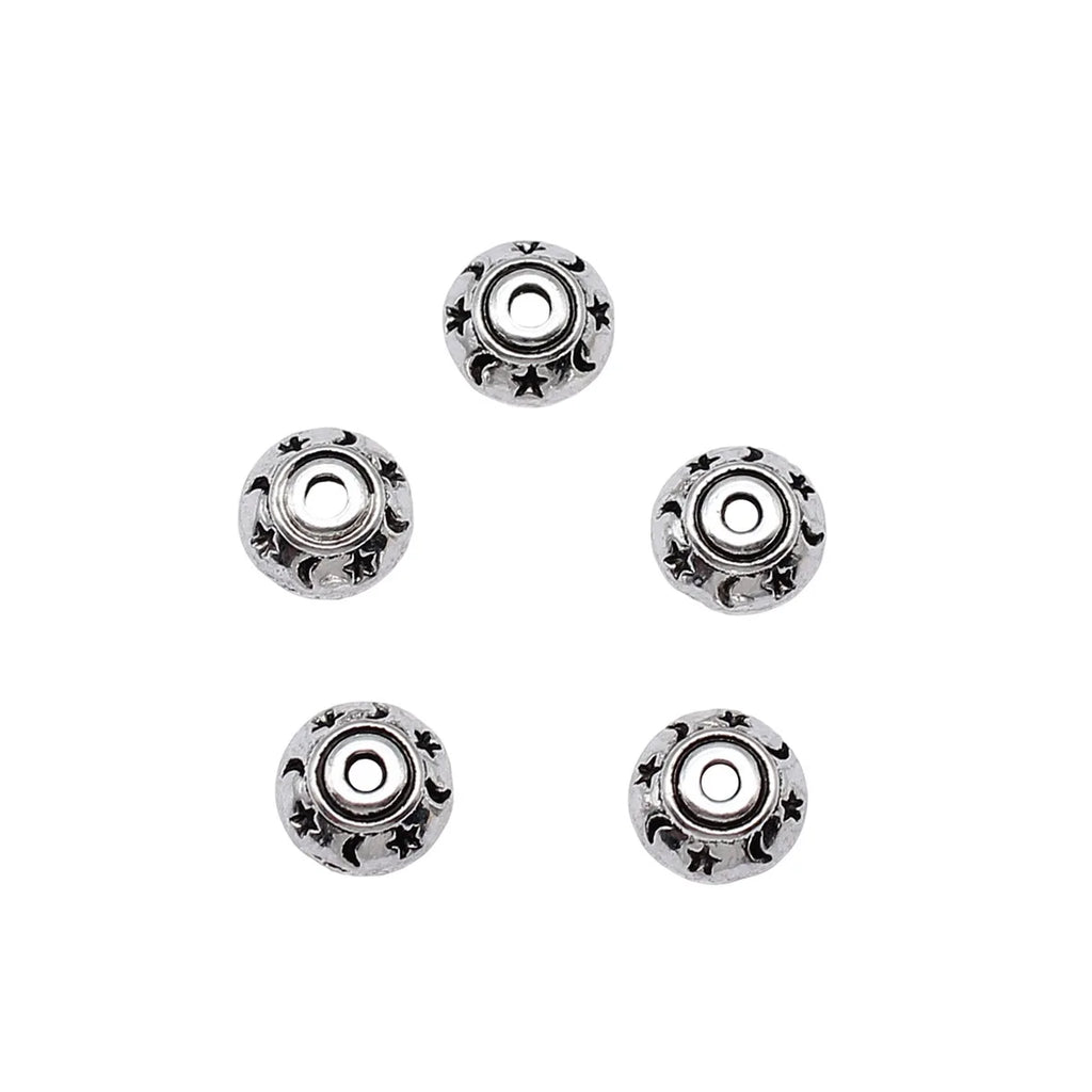 8x8mm 0.43g Multicolor Zinc Alloy Star Moon Bead Cap Jewelry Findings for DIY Bracelet Making