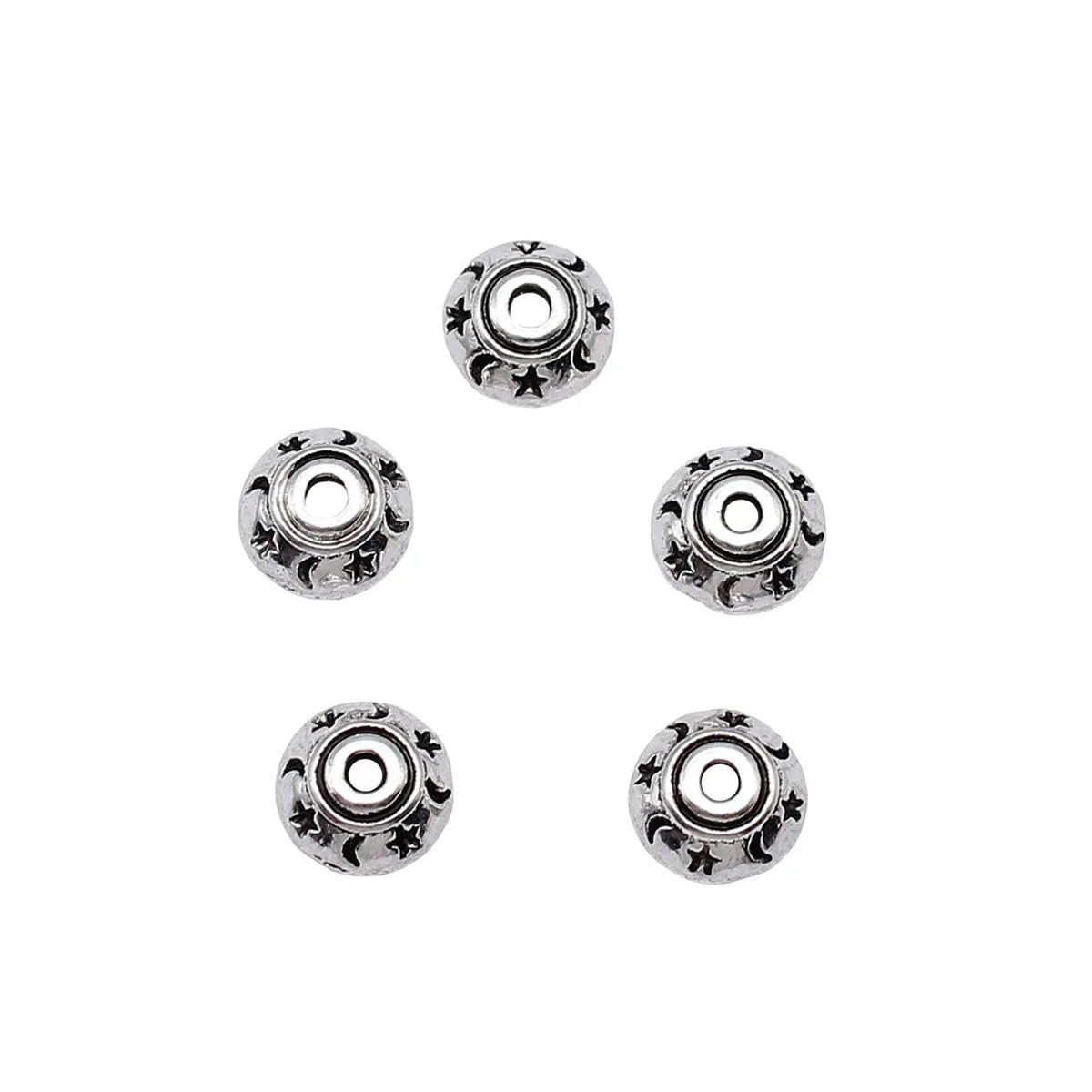 8x8mm 0.43g Multicolor Zinc Alloy Star Moon Bead Cap Jewelry Findings for DIY Bracelet Making
