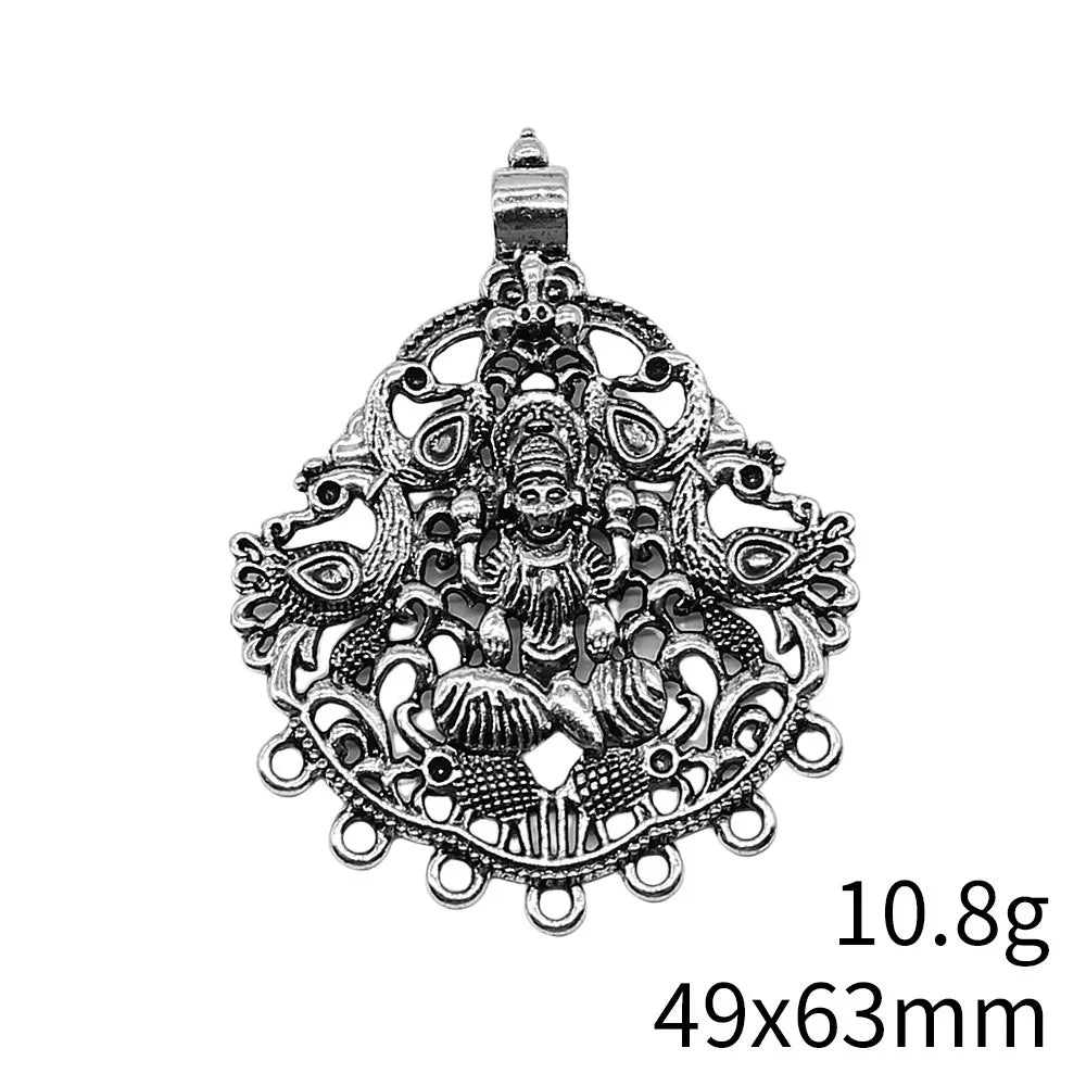 49x63mm 10.8g Antique Silver Zinc Alloy Indian Deity Charm Pendant for DIY Necklace Jewelry Making