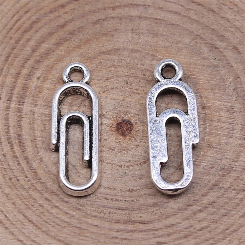 19x7mm 0.8g Multicolor Zinc Alloy Paper Clip Charm Pendant for DIY Bracelet Necklace Jewelry Making