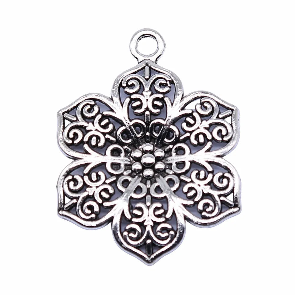 31x27mm 2.2g Multi Color Zinc Alloy Flower Charm Pendant for DIY Necklace Bracelet Jewelry Making