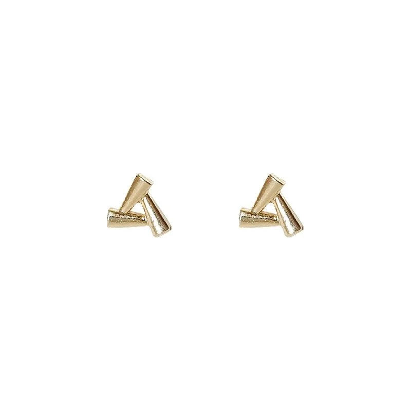 14K Gold Plated Copper Mini Triangle Stud Earrings Simple Geometric Daily Jewelry For Women