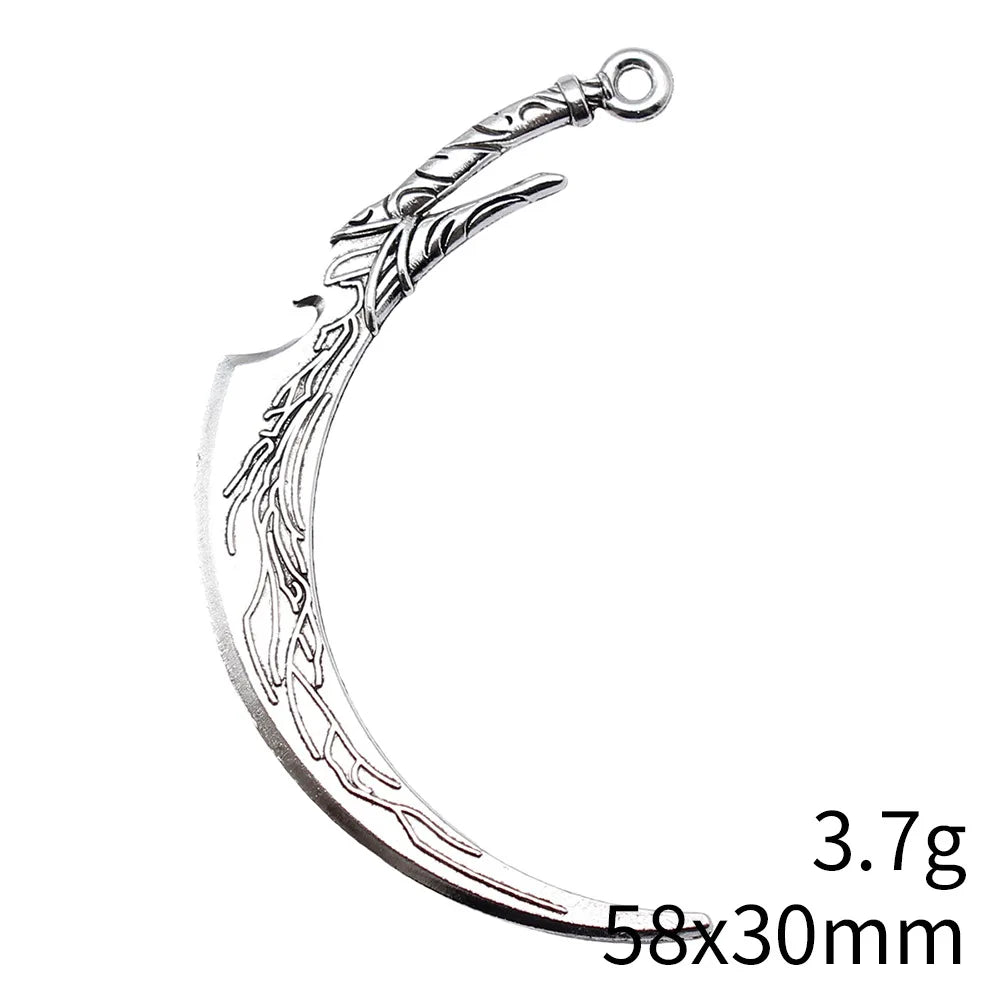 58x30mm 3.7g Antique Silver Zinc Alloy Sword Spear Halberd Weapon Charm Pendant for Cosplay Jewelry Making