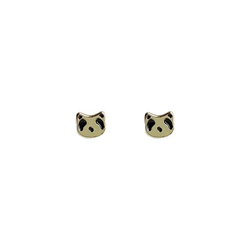 Cute Mini Panda Bear Copper Stud Earrings Korean Style Simple Geometric Animal Jewelry