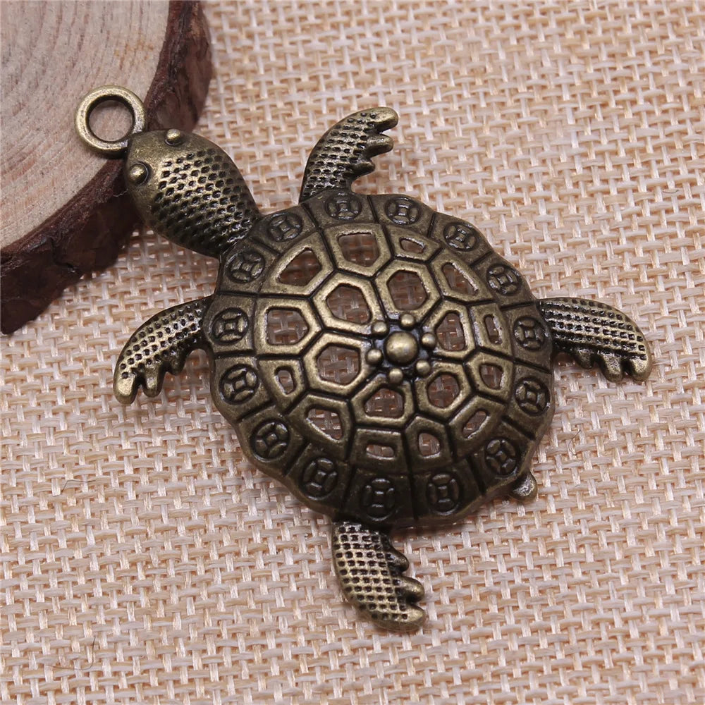 55x37mm 8.4g Multicolor Zinc Alloy Sea Turtle Charm Pendant for DIY Ocean Theme Jewelry Making