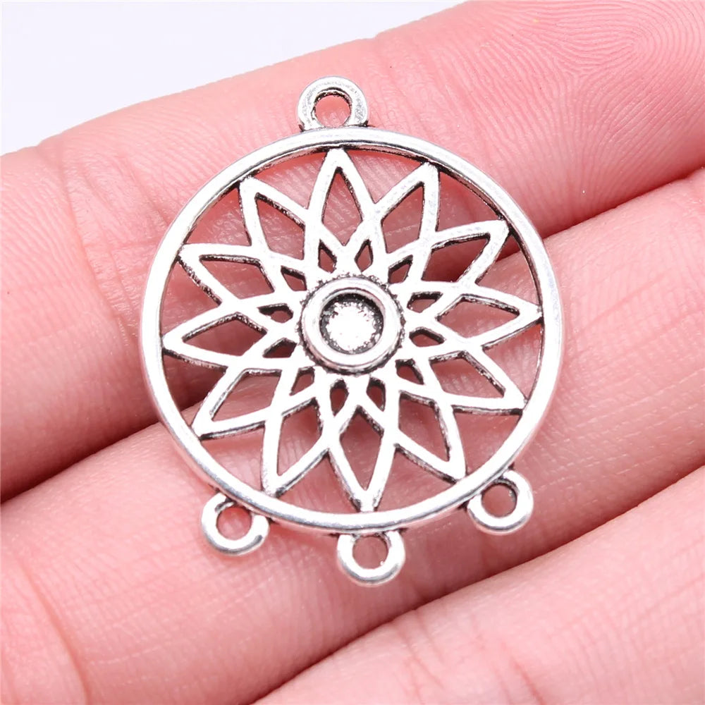 27x33mm 3.3g Multicolor Zinc Alloy Dreamcatcher Connector Charm for DIY Earrings and Jewelry Making