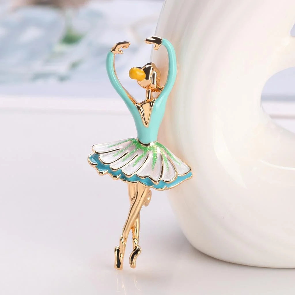 Elegant Pink Enamel Alloy Ballerina Girl Brooch With Rhinestones, Lapel Pin Corsage Suit Accessory Gift