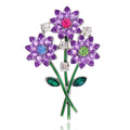 Elegant Rhinestone Daisy Bouquet Brooch With Enamel Stems, Luxury Floral Lapel Pin Suit Accessory Gift