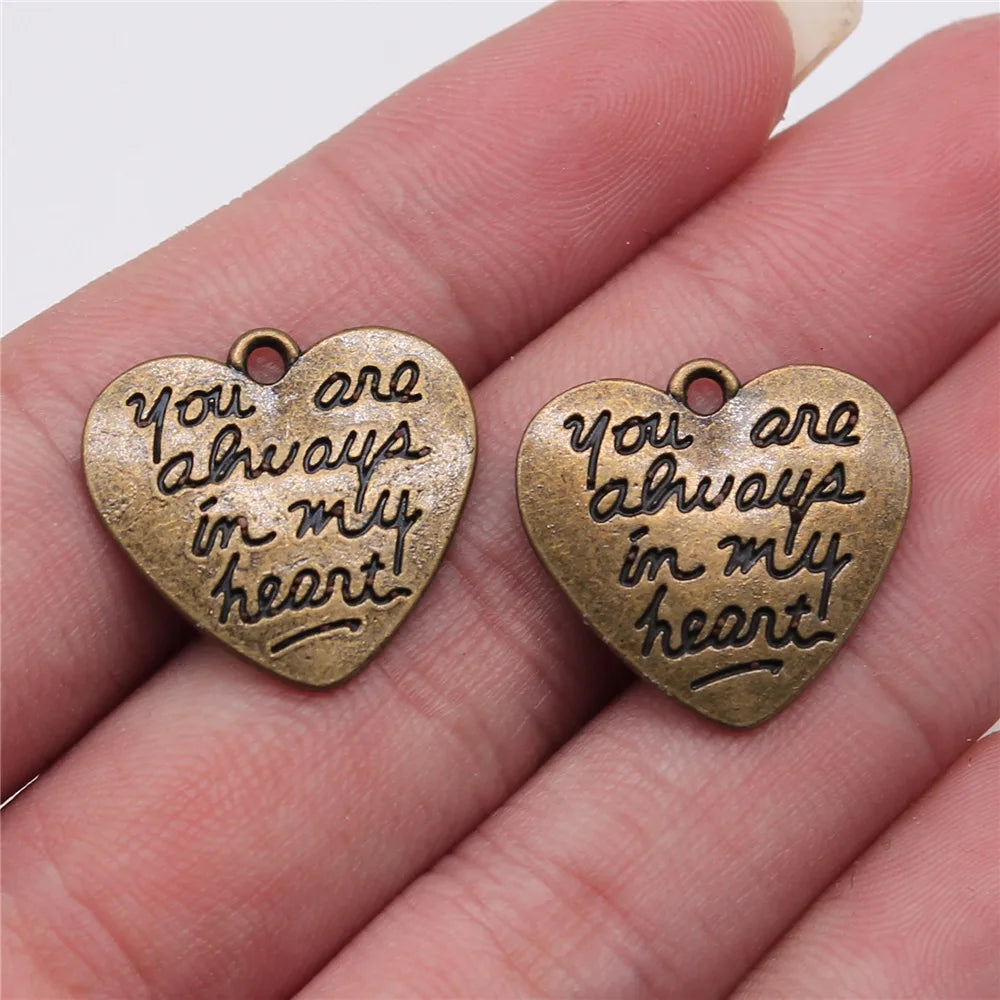 20x21mm 2.5g Zinc Alloy Heart Message Charm Pendant for DIY Necklace Bracelet Jewelry Making