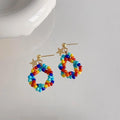 Handmade Colorful Seed Bead Tassel Drop Earrings Ethnic Geometric Vacation Jewelry
