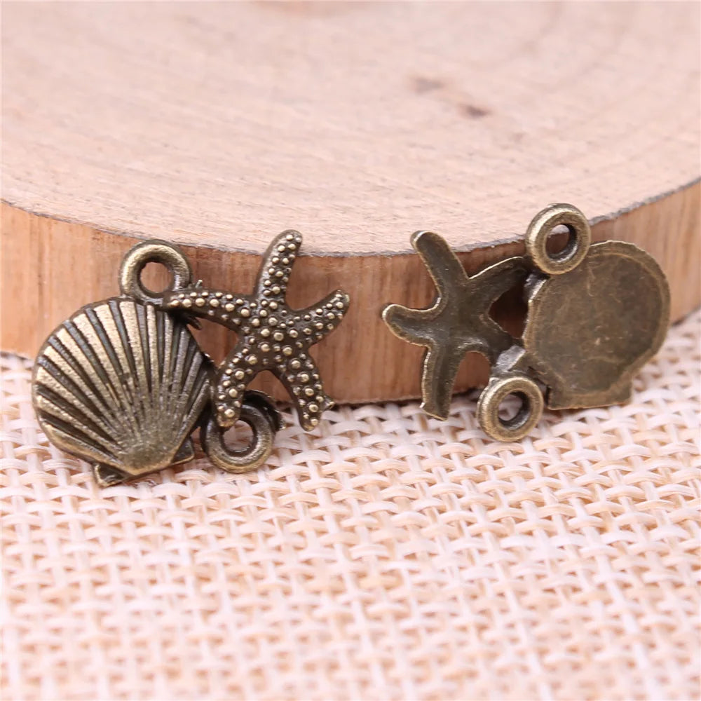 13x18mm 1.2g Zinc Alloy Shell Starfish Charm Pendants for DIY Bracelet Necklace Jewelry Making
