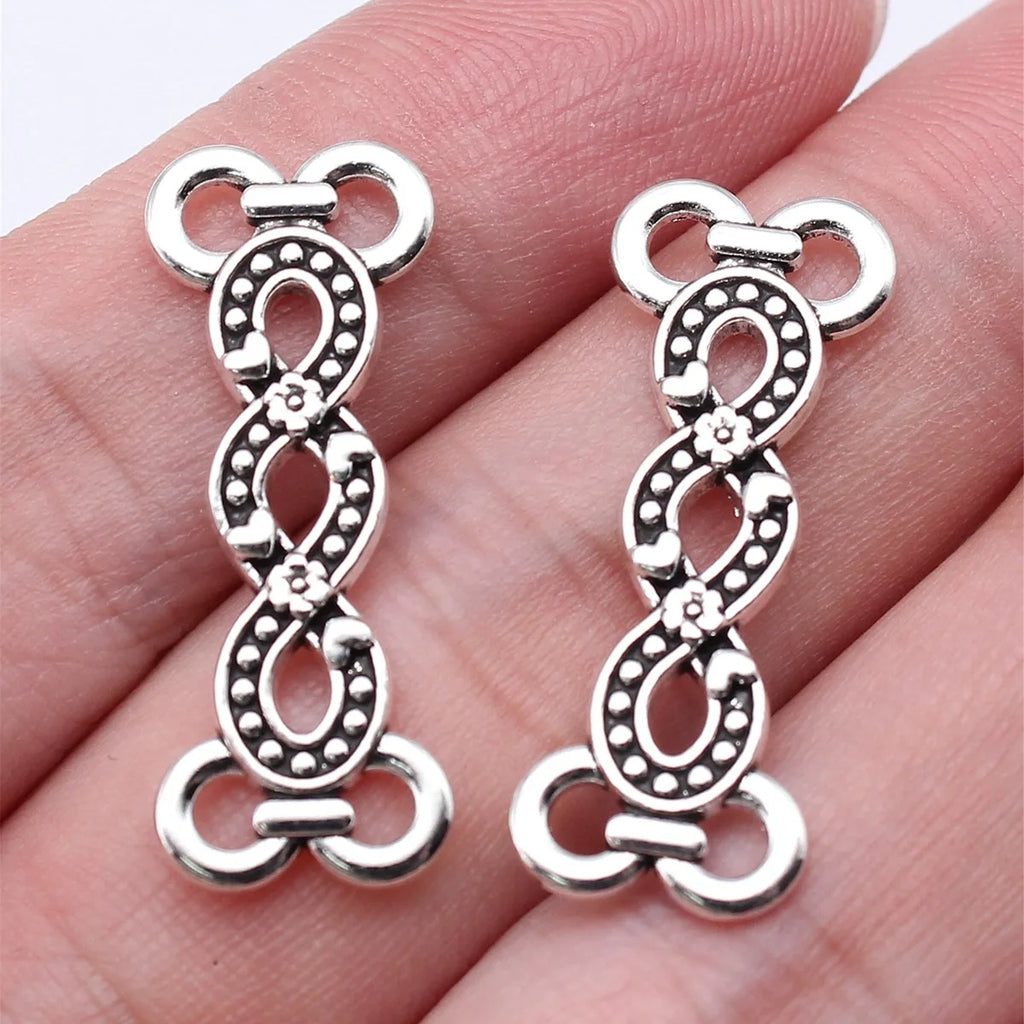 30x11mm 1.5g Antique Silver Zinc Alloy Four Hole Body Chain Connector Charm for Waist Chain Jewelry