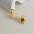 Thick Gold Plated Copper Zircon Geometric Round Old Money Style Drop Earrings