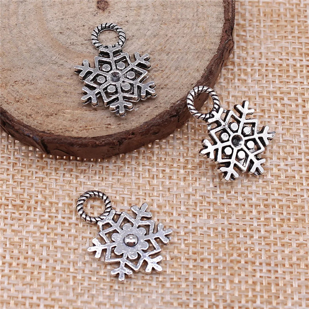21x14mm 1.2g Multicolor Zinc Alloy Snowflake Charm Pendant for DIY Christmas Jewelry Making