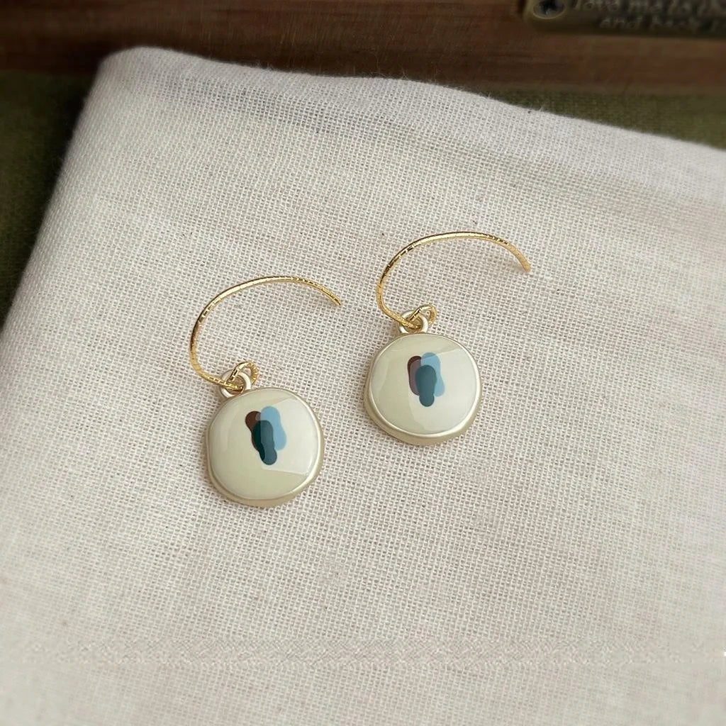 French Chic Geometric Zinc Alloy Drop Earrings, Minimalist Round Square Fashion Jewelry