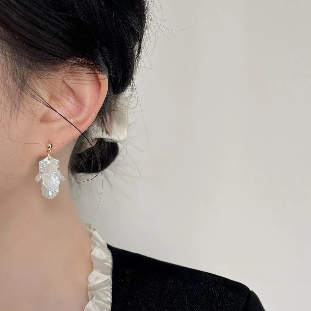 Sweet Forest Fairy Handmade Acrylic Leaf Flower Drop Earrings Elegant Summer Jewelry
