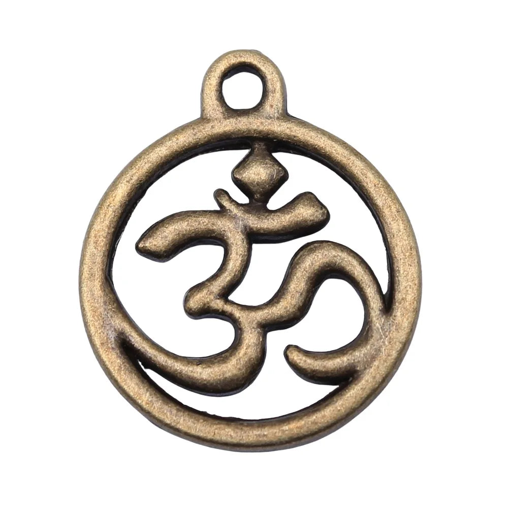 21x17mm 1.9g Multicolor Zinc Alloy OM Charm Pendant for DIY Yoga Meditation Jewelry Making