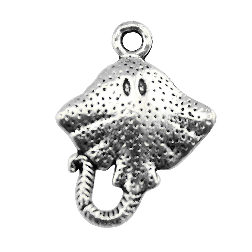 20x13mm 1.2g Multicolor Zinc Alloy Fan Shaped Fish Charm Pendant for DIY Ocean Jewelry Making