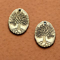 25x17MM Antique Silver Zinc Alloy Tree Of Life Oval Double Sided Charm Pendant for DIY Necklace Bracelet Jewelry Making
