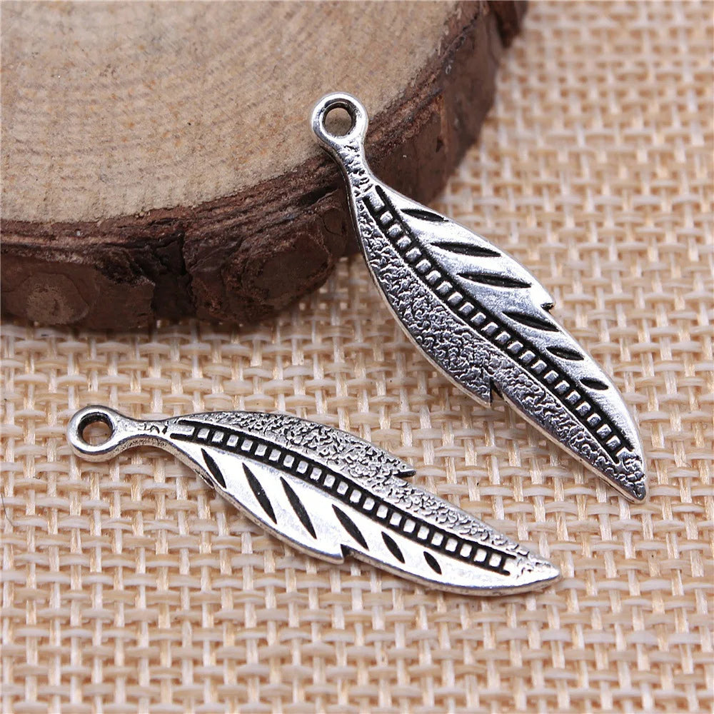 32x9mm 1.5g Multicolor Zinc Alloy Feather Charm Pendant for DIY Bracelet Necklace Jewelry Making