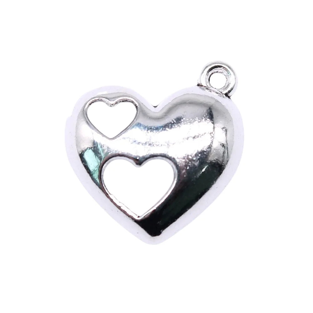 21x19mm 1.8g Antique Silver Zinc Alloy Heart Charm Pendant for DIY Necklace Bracelet Jewelry Making
