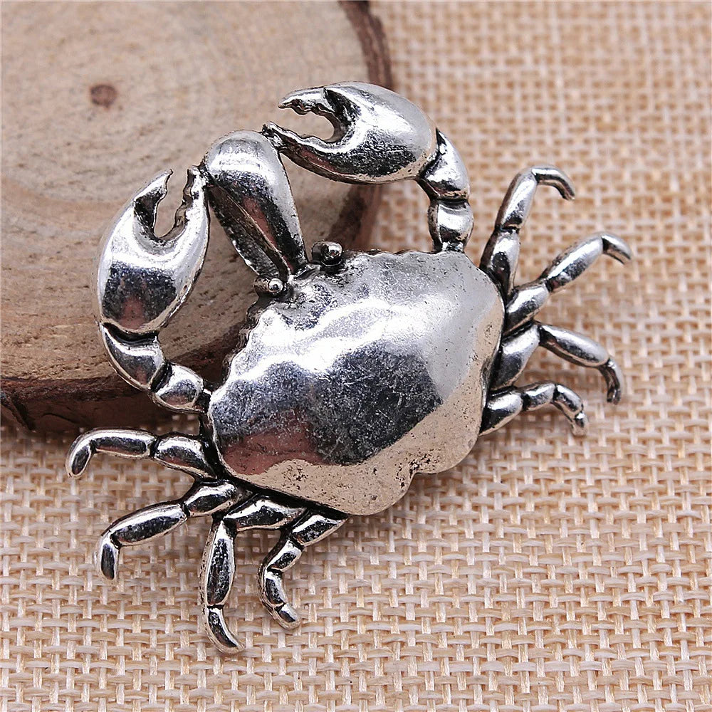 38x54mm 12.4g Antique Silver Zinc Alloy Crab Charm Pendant for DIY Necklace Bracelet Jewelry Making