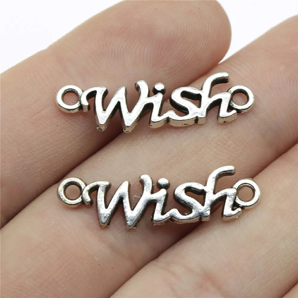 28mm 1g Multicolor Zinc Alloy Wish Word Connector Charm for DIY Bracelet Necklace Jewelry