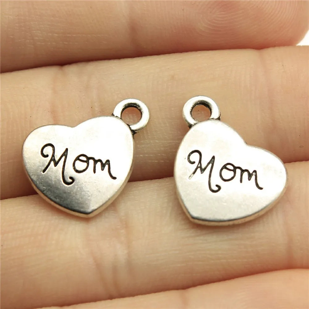 15x18mm 2.8g Multicolor zinc alloy MOM Heart charm pendant for DIY necklace bracelet making