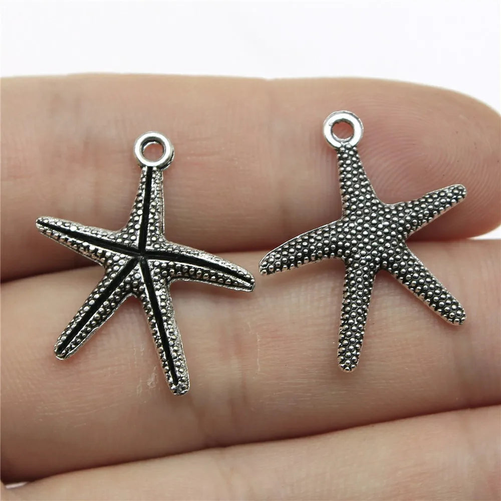 26x22mm 1.4g Multicolor Zinc Alloy Starfish Charm Pendant for DIY Bracelet Necklace Making