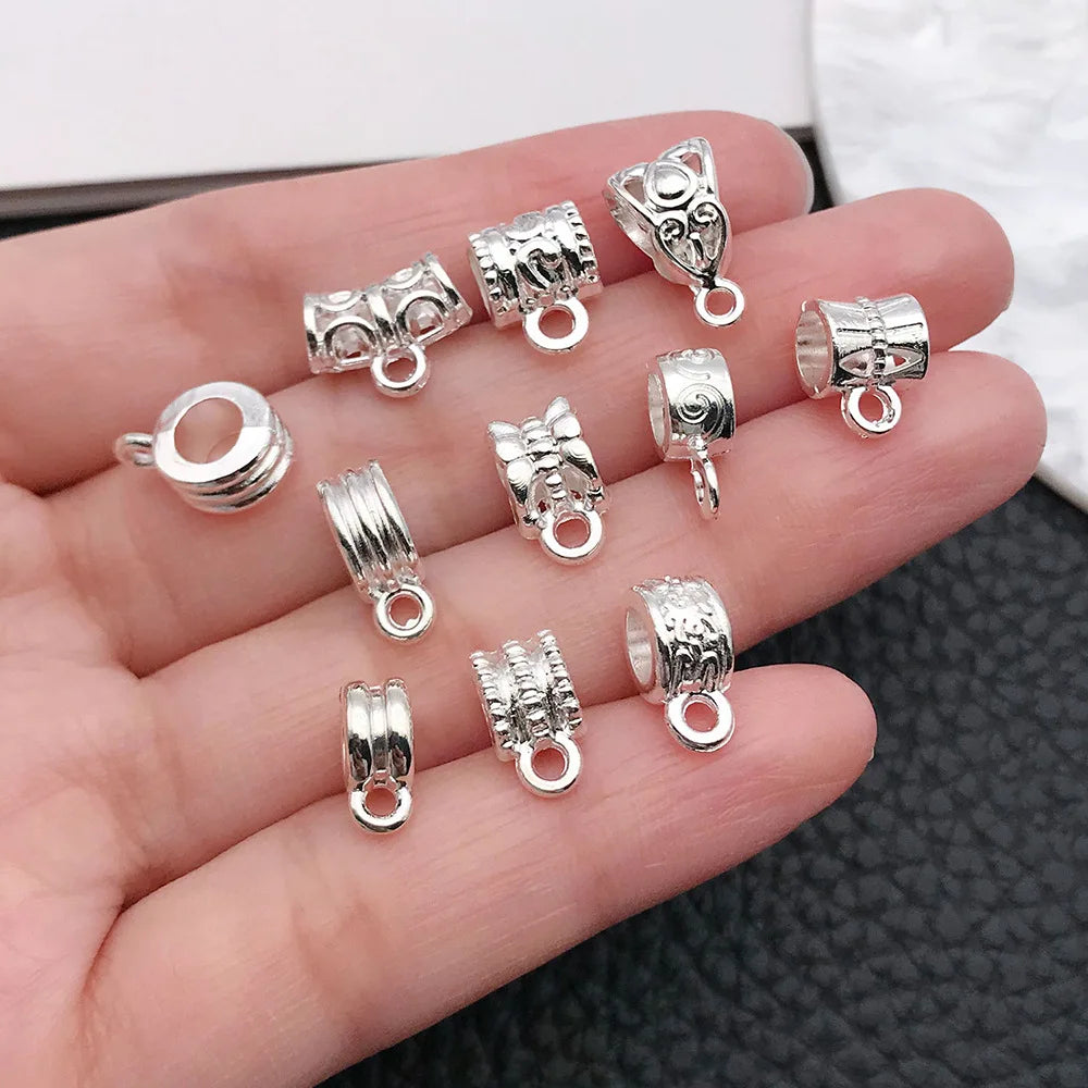 Zinc Alloy Three Way Bail Curved Tube Connector Clasp for DIY Beaded Necklace