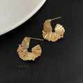 14K Gold Plated Copper Irregular Ruffle Drop Earrings Bohemian Geometric Jewelry