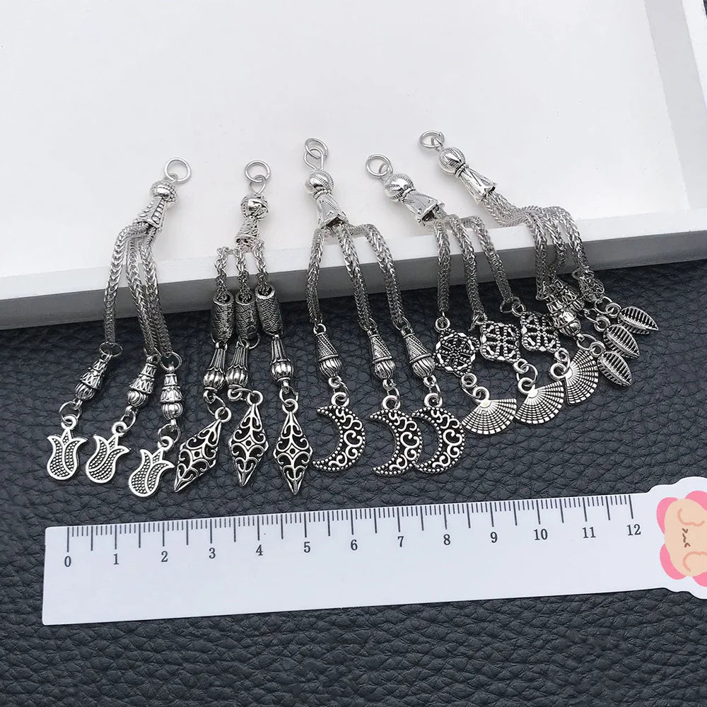Antique Silver Zinc Alloy Tassel Connector Charm for DIY Beaded Bracelet Necklace