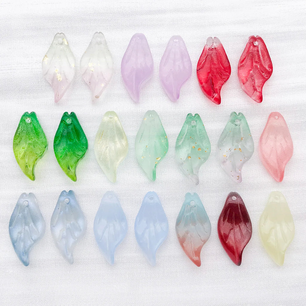 Colorful Glass Leaf Bead Charm Pendant for DIY Earrings Necklace Keychain Jewelry Making