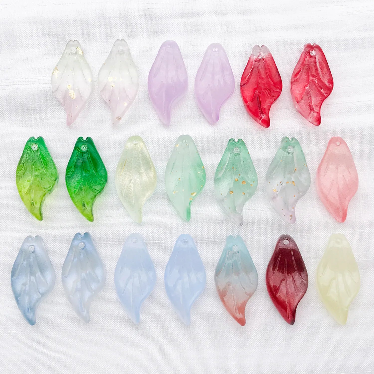 Colorful Glass Leaf Bead Charm Pendant for DIY Earrings Necklace Keychain Jewelry Making