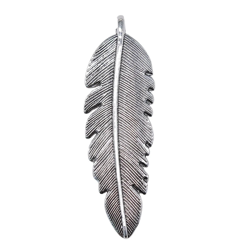 56x18mm 3.9g Multicolor Zinc Alloy Feather Charm Pendant for DIY Necklace Bracelet Jewelry Making