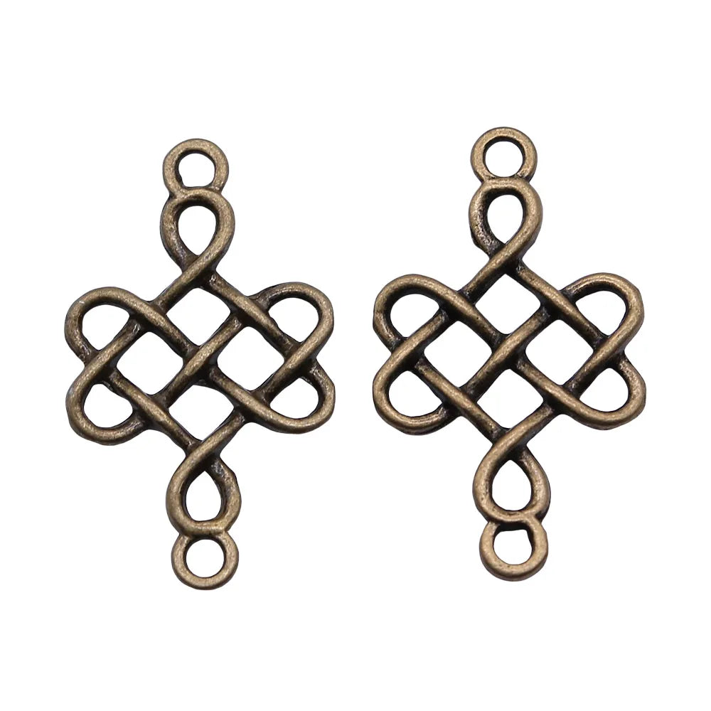 31x18mm 1.2g Multicolor Zinc Alloy Chinese Knot Connector Charm for DIY Bracelet Jewelry Making